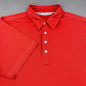 Travis Mathew Polo Shirt Men Large Pink Red Short Sleeve Pima Cotton Blend Solid